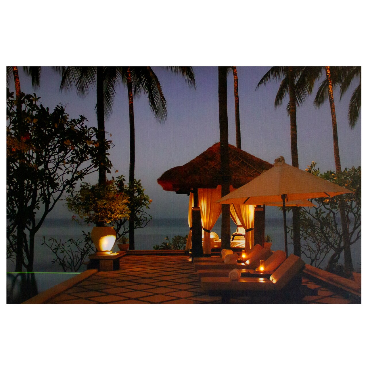 Northlight LED Lighted Tiki Hut Relaxation Scene Canvas Wall Art 23.5"